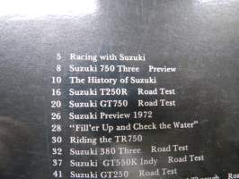 On Suzuki Street Bikes 1971-1976 Road tests, Tech. Data, Previews, History, 750/Three, 380/Three, Specifications, Racing...