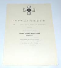 Suomen leijonan ritarikunnan ansioristi - myöntökirja 1962