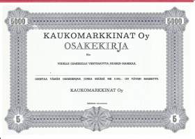 Kaukomarkkinat  Oy   5x 1 000 mk , osakekirja  talonki 1981-84