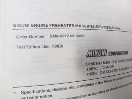 Mikuni Preheater MX Series MX 100, MX 200, MX 250 Service Manual - huolto-ohjekirja (englanninkielinen) / Mikuni Preheater MX 100 series, MX 200 Series, MX 250