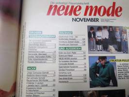 Neue Mode 1987 nr 11 - Tysk tidskrift met utförliga arbetsbeskrivningar på svenska -saksankielinen käsityölehti, mukana ruotsinkieliset ohjeet ja kaava-arkit