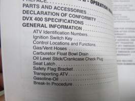 Arctic Cat ATV DVX 400 2004 Operator´s Manual -mönkijä, käyttöohjekirja englanniksi