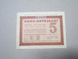 Raha-arpa, Raha-arpajaiset / Penninglotteriet, lottsedel toukokuu 1949 nr 45576 -arpa