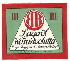 Lageröl /  Warasto olutta III -  olutetiketti vuodelta 1934