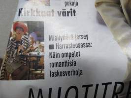 Burda 1993 nr 1 muotilehti -mukana kaava-arkki + työselostus suomeksi -fashion magazine