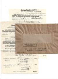 Sotavahinkoyhdistys  - kuori ja 2 kuittia  vuodem 1942-44 sotavahinkojen korvaamiseksi