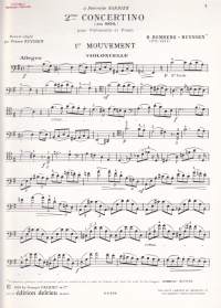 Sello-/pianonuotit - Romberg - Concertino No. 2 C-duuri. Sellolle ja pianolle. Erilliset sellonuotit mukana. Katso sisältö kuvista.