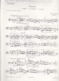 Sello-/pianonuotit - Henry Eccles - Sonaatti g-molli. Sellolle ja pianolle. Erilliset sellonuotit mukana. Katso sisältö kuvista.