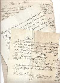 1800-luvun asiakirjoja 3 kpl erä