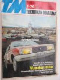 Tekniikan Maailma 1976 nr 1 Tm koeajaa / esittelee: Autobianchi ja Innocent Mini 90, Lancia Beta 20000-sarja, Simca 1307 GLS Peugeot J 7. Esittelyssä: Citroen 11 B