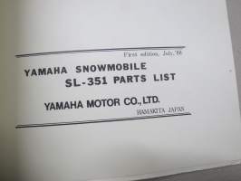 Yamaha SL-351 Snowmobile parts list -moottorikelkka, varaosaluettelo