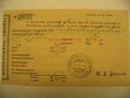 Kirjattu kirje lähetyskuitti 10.11.1896 Tampere