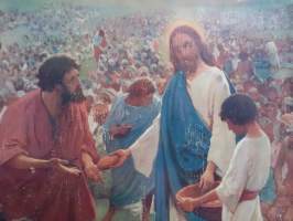 Jeesus ruokkii 5000 miestä opetustaulu