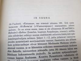 Koraani - Opastus ja johdatus pahan hylkäämiseen ja hyvän valitsemiseen, painettu 1942, 1. koraanin suomennos