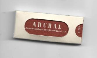 Adural  - tyhjä käyttämätön lääkepakkaus  pahvia 15x60x5 mm