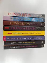 Donna Leon-paketti (8 kirjaa) : Ylimyksen kuolema ; Ystävä sä lapsien ; Kuolema väärissä vaatteissa ; Haurasta lasia ; Kohtalokkaat lääkkeet ; Sokea rakkaus ; Kuo...