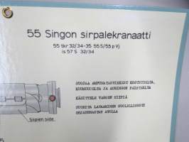 55 Singon sirpalekranaatti -SA opetustaulu, tukevaa kartonkia, käytetty varusmieskoulutuksessa