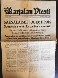 Karjalan Viesti -rintamalehti 1944 nr 203, ilmestynyt 3.9. 1944