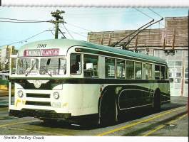 Seattle Trolley Coach 1962linja-auto - postikortti autopostikortti kulkematon