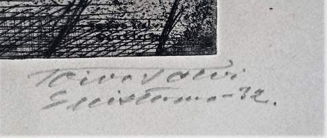 Toivo Talvi, &quot;Suistamo /Shemeikan savupirtti sisäkuva&quot; etsaus sign -32  , 44x34 cm