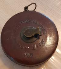 Antique WW1 English Leather Bound 50ft Tape Measure