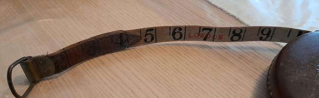 Antique WW1 English Leather Bound 50ft Tape Measure