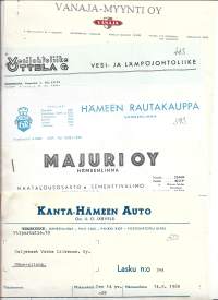 Firmalomakkeita   Hämeenlinnasta   1960  - firmalomake 325 g