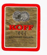 Koff  III  kultaolut- olutetiketti