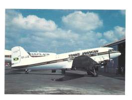 DC-3  -Trans Jamaica   lentokonepostikortti postikortti   kulkematon