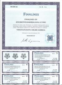 Finnlines Oy  joukkovelkakirjalaina   I/1995  Litt A  500 000 mk, Helsinki  1995
