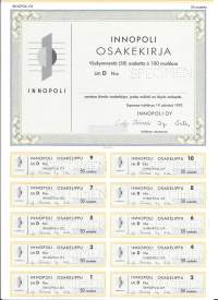 Innopoli Oy, 50x 100 mk  osakekirja, Espoo 19.4.1993