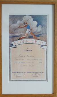 Kunniakirja II palkinro taivassalo 1940   - kehystetty 38x24 cm Suomal kirjallisuusseuran kivipaino