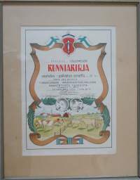 Kreinin Osuusmeijeri Kurikka -kunniakirja kehystetty juliste 48x38 cm