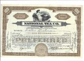 National Tea Co     USA 1929 - osakekirja