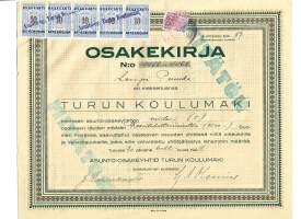 Turun Koulumäki Oy,   osakekirja,  Turku 20.4.1928