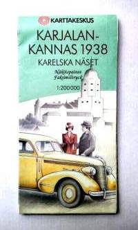 Karjalankannas 1938 Karelska näset Näköispainos v:lta 1939 1:200000