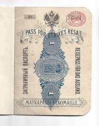 Matkapassi ulkomaille  - passi - Suomi Finland 1892 / Hämeenlinnan lääni