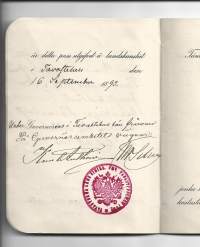 Matkapassi ulkomaille  - passi - Suomi Finland 1892 / Hämeenlinnan lääni