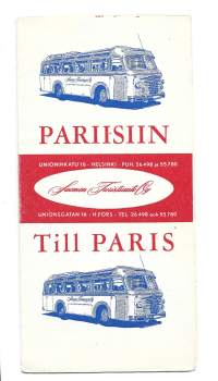 Pariisiin / Suomen Turistiauto Oy 1955    esite ja aikataulu