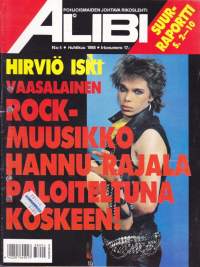 Alibi N:o 4 huhtikuu 1988: Rock-muusikko Rajala paloiteltuna koskeen; Venepakolaiset veitsihippasilla; 37 uhria - missä murhaaja? Nuori myy itseänsä kossupullosta