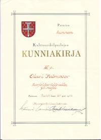 Kunniakirja -  Kulttuurikilpailu III p 1954