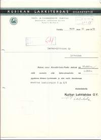 Kurikan Lakkitehdas Oy  1955 - firmalomake