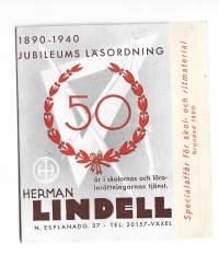 Herman Lindell  1890-1940  lukujärjestys