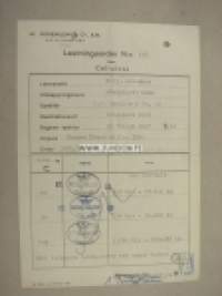 W. Rosenlew &amp; Co Ab Lastningsorder nr 149 1951