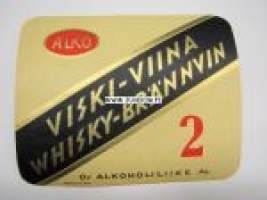 Alko Viski-Viina 2 Whisky-Brännvin 2 -viinaetiketti 1930-luvulta
