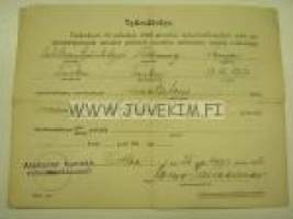 Työmääräys 1942 Lempi Hollming / Alastaron kunnan työvoimapäällikkö -asiakirja
