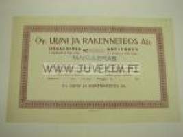 Oy Uuni ja rakenneteos Ab, Helsinki 1945, 5 000 mk -osakekirja