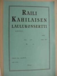 Raili Kahilaisen laulukonsertti 1927 -juliste