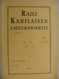 Raili Kahilaisen laulukonsertti 1927 -juliste