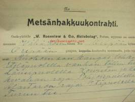 Metsänhakkuukontrahti Vähä-Kössin tila, Oripää / W. Rosenlew &amp; Co, 20.9.1922